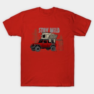 Stay Wild Jeep Camp - Adventure red Jeep Camp Stay Wild for Outdoor Jeep enthusiasts T-Shirt